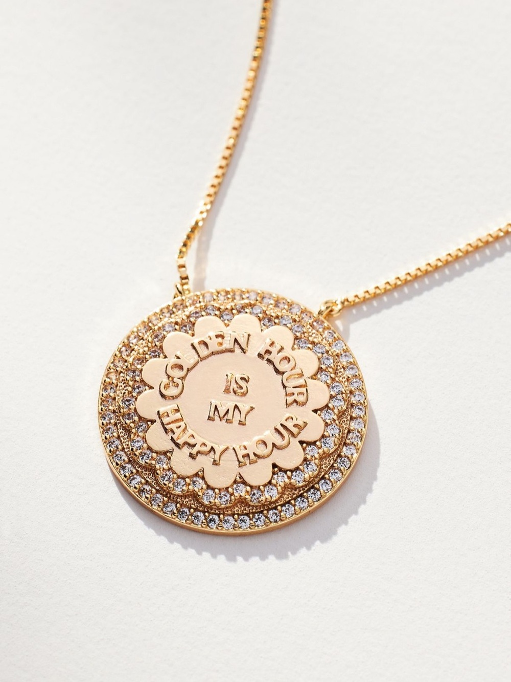 Anthropologie Golden Hour Crystal Coin Charm Necklace